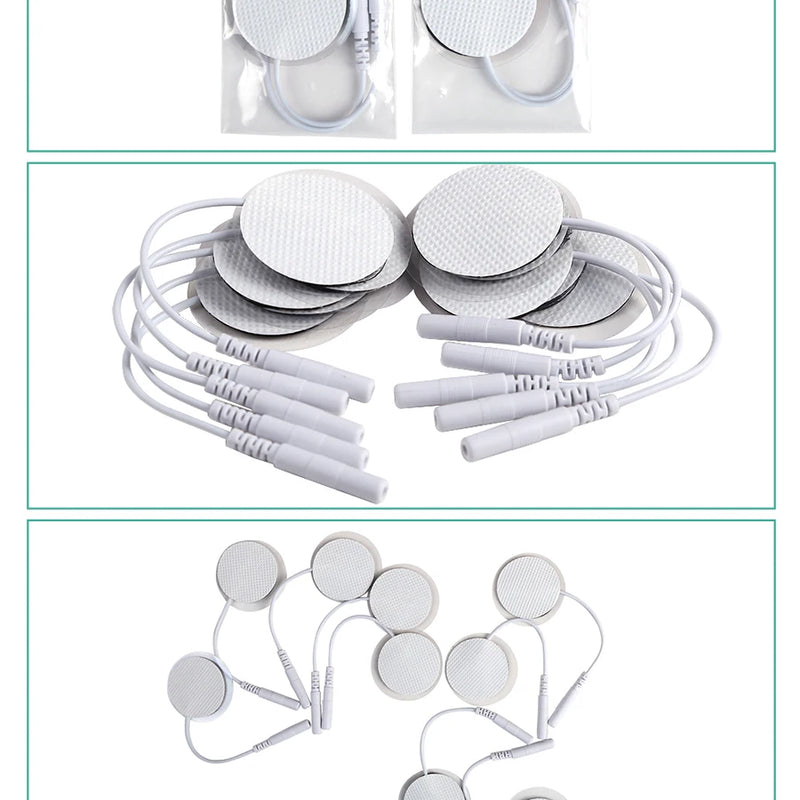 10Pcs 2mm Plug Non-woven Fabric Reusable Self Adhesive Electrode Pads Conductive Gel Pad Body Digital  Massager