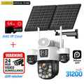 4 Lens Outdoor 360° Surveillance Solar Camera 20MP 60X Optical Zoom 4G SIM Home Security PTZ Auto Track AOV 24/7 Record CCTV Cam
