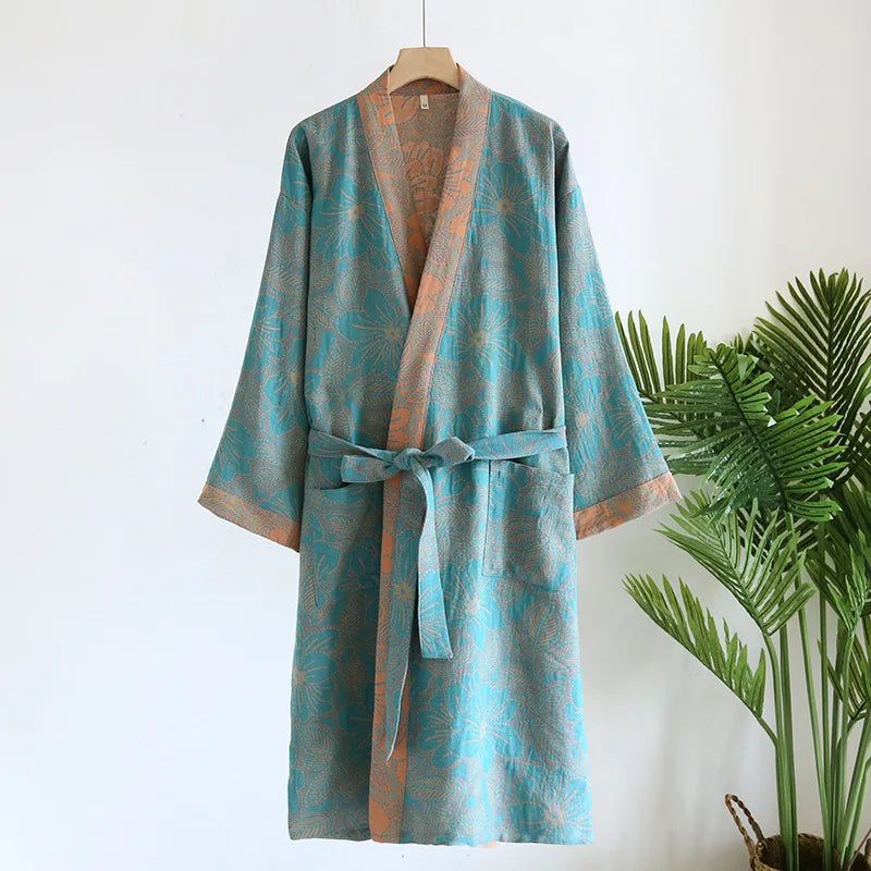 Pure Cotton Robe Women's Pajamas 3/4 Sleeve Spring Autumn | SAMAG