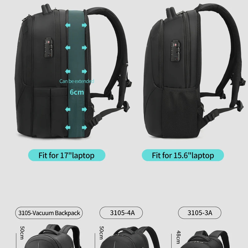 Tigernu Vacuum Backpacks Compression Travel Backpacks 15.6-17 Laptop Backpack Men TSA Anti Theft Backpacks Expandable Schoolbag