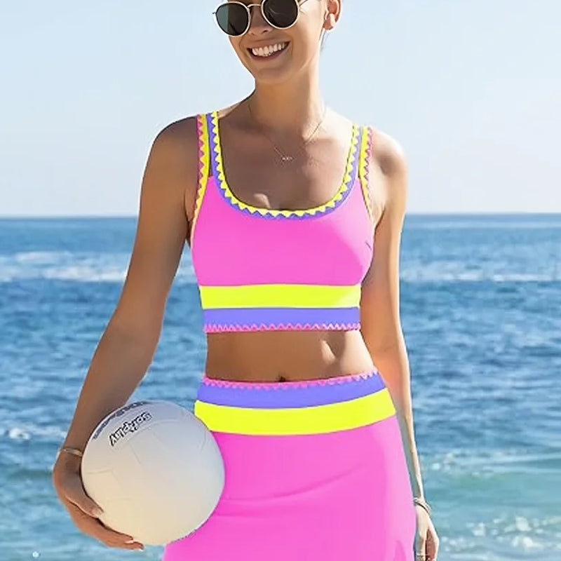Women's Bikinis And Tankinis High Waist Color-blocked | SAMAG