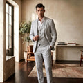 3 Pieces Linen Breathable Suit Separates Blazer with Vest Pants for Men Summer Beach Wedding Casual Party Suits for Men Suits