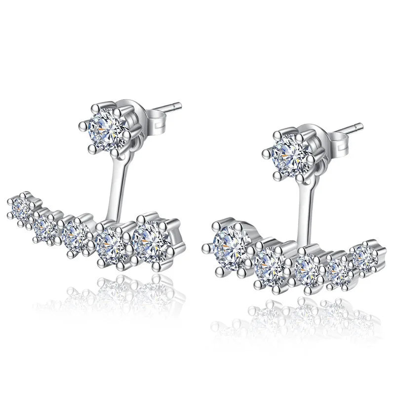 New 925 Sterling Silver Moissanite Earrings Noble for Women Exquisite Girlfriend Wedding Engagement - Visuel 6 | SAMAG