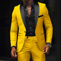 Men's slim-fit Suit 2-piece Wedding Groom Tuxedo Shawl | SAMAG