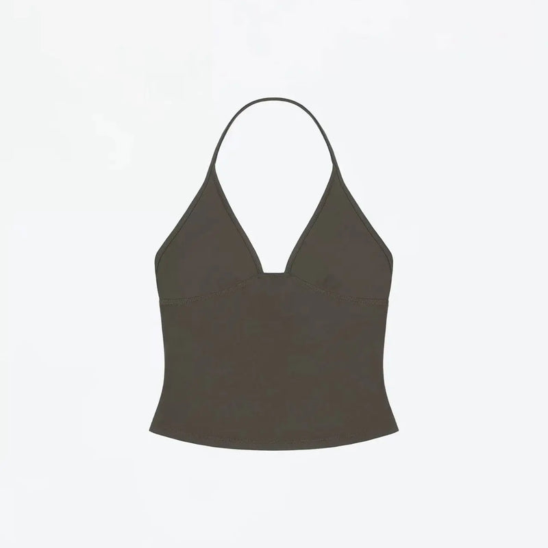 ANK Air Summer Top with Solid Color, Black and White Powder, Wide Shoulder Strap, I-Shaped Tank Top, Women's Sports, Daily Wear