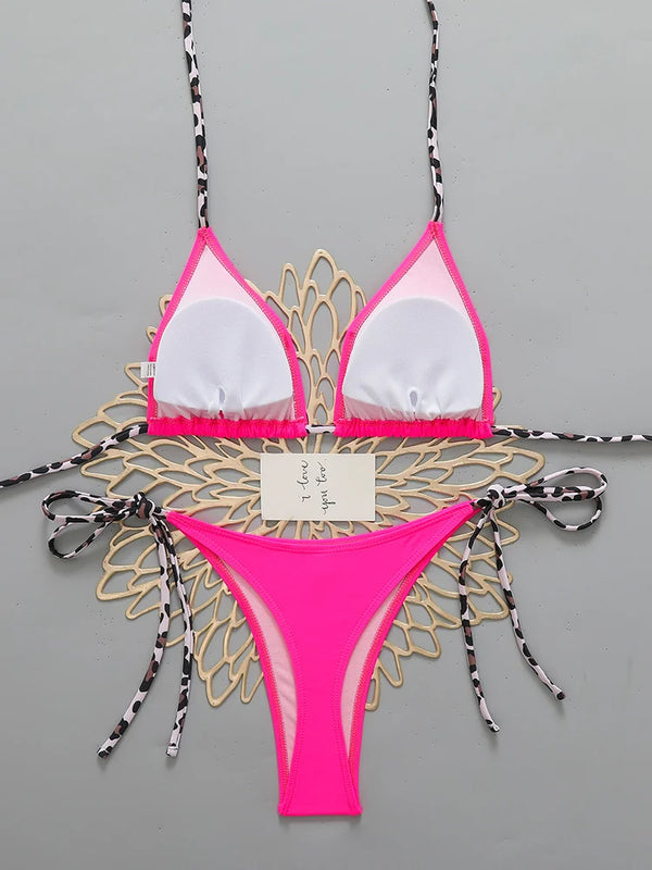 Sexy Leopard Women's Beach Bikini Swimsuit Halter Tie | SAMAG