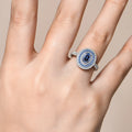 ATTAGEMS Blue Moissanite Women Rings Oval Cut 1.0CT Real S925 Sterling Silver Jewelry For Wedding Engagement Ring With Certified