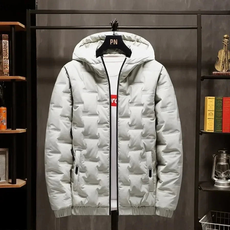 2026 Men's Thicked Down Cotton Jacket New Autumn Winter Warm Hooded Parkas Men Casual Zip Cotton-padded Coat Windproof Outerwear