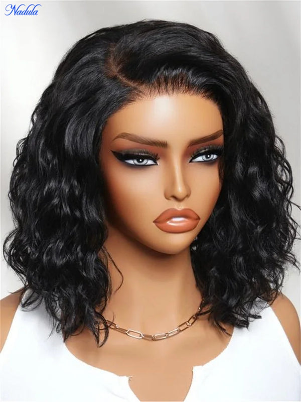 Nadula Density 220% Water Wave BOB Drawstring Glueless Wig Human Hair 6x4 Bye-Bye Knots Pre Cut Transparent Lace Human Hair Wig