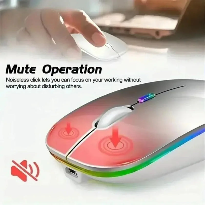 Rechargeable Silent Wireless Mouse LED Backlit Mice PC Laptop Computer Mous 2.4Ghz Receiver Bluetooth Dual Mode Optical Mice