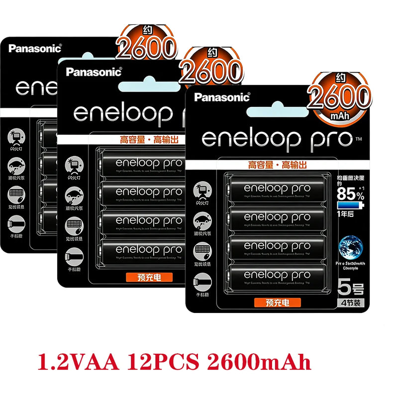 Genuine Panasonic Eneloop Pro AA 2600mAh 1.2V Ni-MH Pre-Charged Rechargeable Batteries for Camera Flashlight Toys