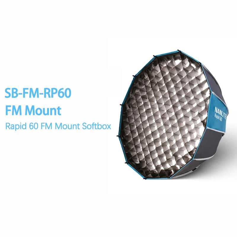 Nanlite SB-FM-RP60 Rapid 60cm FM Mount Softbox Professional Soft Light Rapid Setup Complete Accessories Durable Build