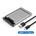 Type-C 3.1 SSD Case Enclosure Box 2.5 HDD SATA To USB 3.0 With 5Gbps Adapter External Housing Hard Drive Box Transparent/Black