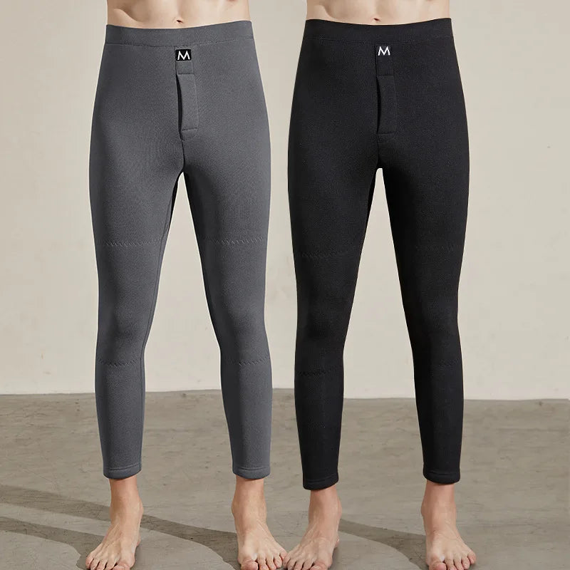 Winter Men Thermal Underwear Bottoms Plus Size Male Leggings Thermos Pants Warm Wool Thick Long Johns Men's Elastic Tights Pants