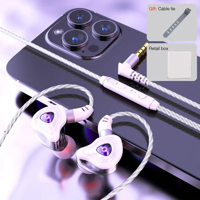 EARDECO 3.5mm Wired Headphones with Mic HiFi Wired Earphone Bass Stereo Headphone Headset Sport Fitness Music Earbuds for Phone