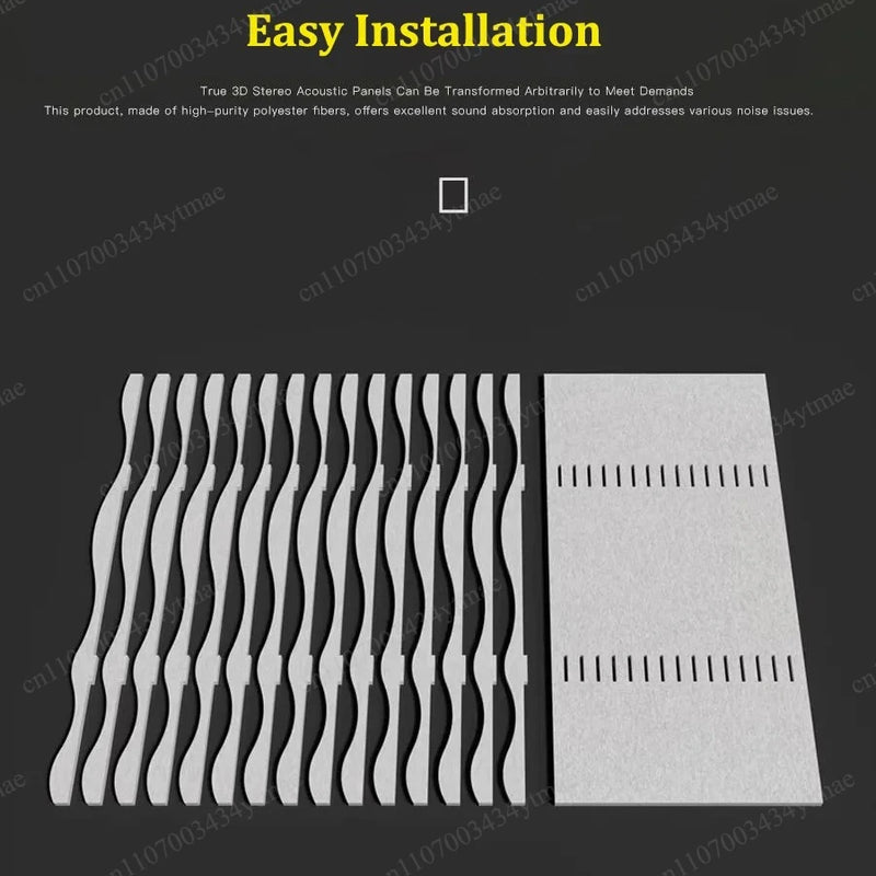 120x60cm 3D Wavy Soundproof Panels Self Adhesive Polyester Fiber Concave Convex Acoustic Insulation Wall Boards 2 Pieces