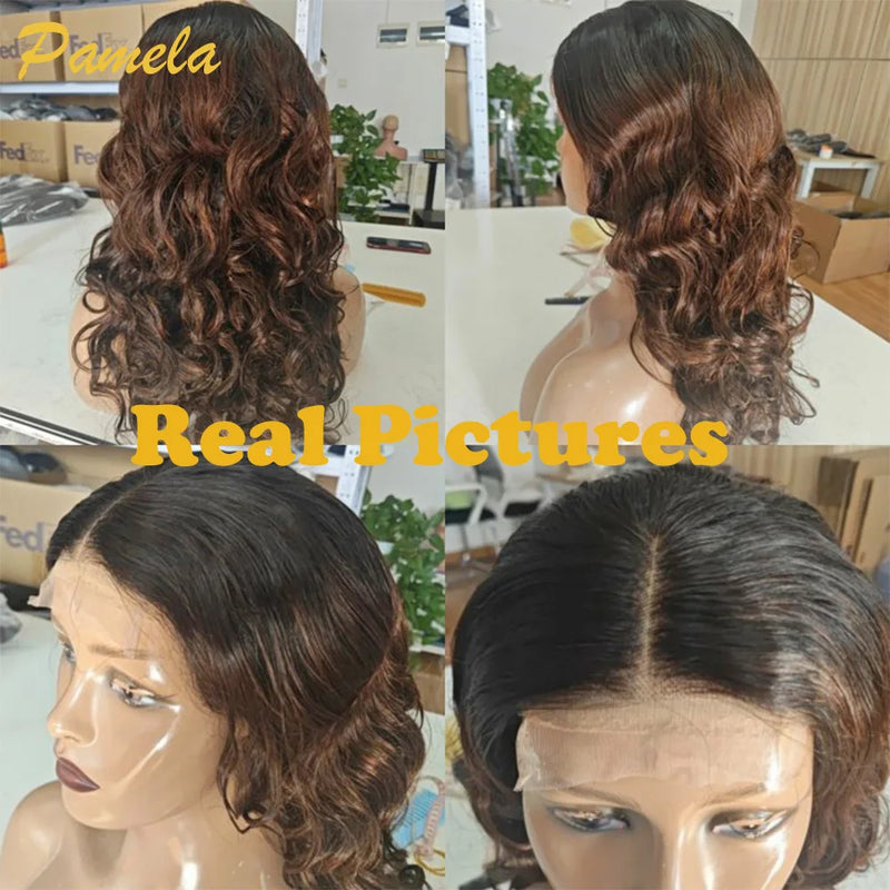 Blonde Wig Ombre Brown Colored Human Hair Wig 250 Density Loose Deep Wave Lace Frontal Glueless Wigs Human Hair Ready To Wear