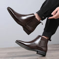 Men's Classic Retro Chelsea Boots Men Fashion British Style Short Ankle Boot Mens Casual High-Top Leather Shoes Flats