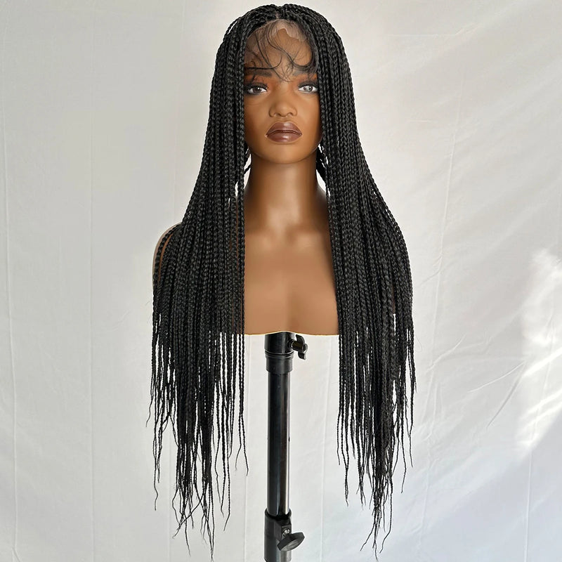Braided Synthetic Hair Full Lace Wig 30 Inch Long Braided Wigs for Women High-Quality Braids in Black for Stylish Looks