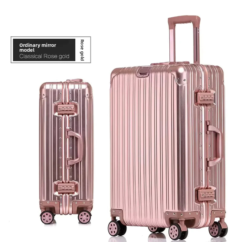 KLQDZMS German All Aluminum Magnesium Alloy Luggage 20 Inch Boarding Suitcase 28 Large Capacity Travel Business Leather Suitcase