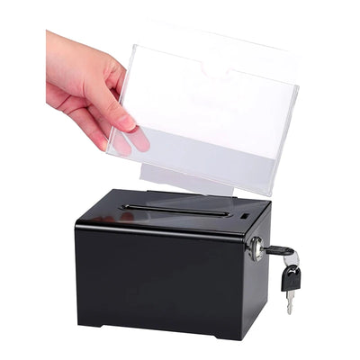 Donation Box With Lock - Acrylic Suggestion With Slot, Ballot With Sign Holder For Raffle, Voting | SAMAG