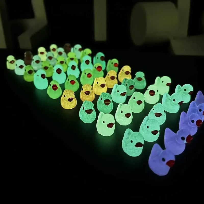 50PCS Glowing Mini Resin Little Ducks Moss Microlandscape Miniature Duck Figurines Fairy Garden Accessories Home Decor
