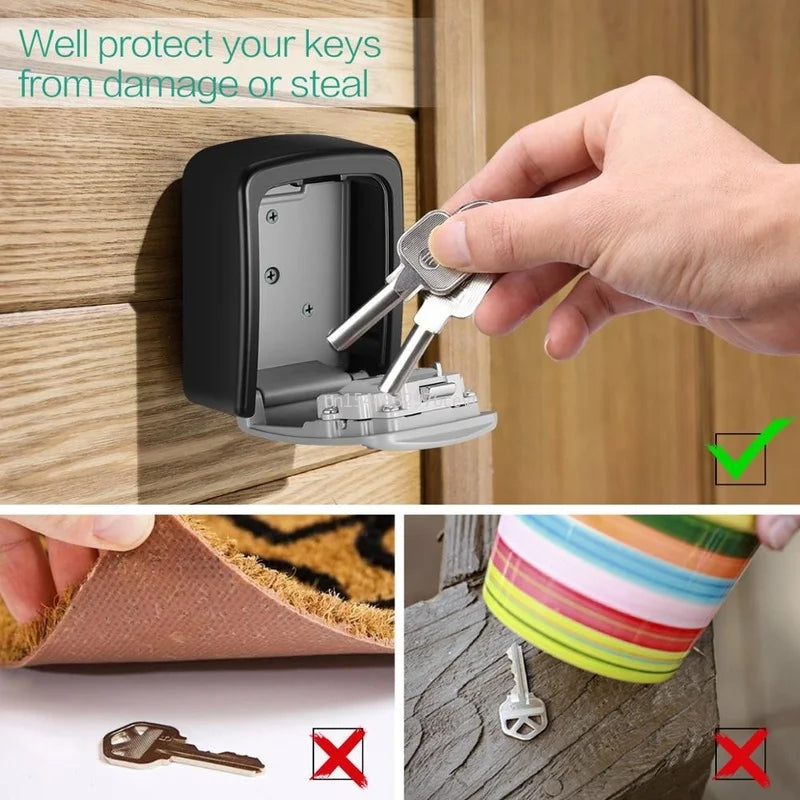 Key Lock Box Wall Mounted Stainless Steel Safe Weatherproof 4 Combination Storage for Indoor and Outdoor Use - View 6 | SAMAG