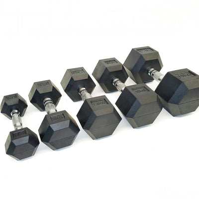 High - Quality Rubber Hexagonal Dumbbells Set 10lbs | SAMAG