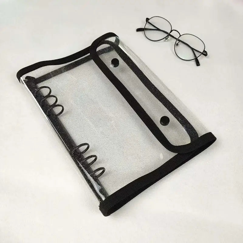 A5 6-Ring Transparent PVC Binder Cover Dual Snap Closure Clear Notebook Organizer for Paper Documents Planner Protection
