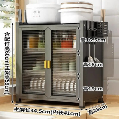 3 - Tier Kitchen Countertop Cabinet with Double Door Drainer with Chopstick Baskets Organizer | SAMAG