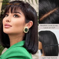 Real Scalp Bang Wig Straight Bob Wig With Bangs 3x1 Lace 100% Human Hair Short Ready-to-Wear Wig for Women Beginner Friendly