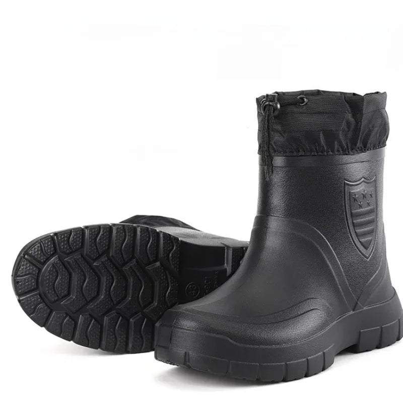 High Quality Men Rain Boots Mid-calf Waterproof Work Boot Spring Fall Fishing Boots Men Keep Warm Winter Rain Shoes Botas Hombre