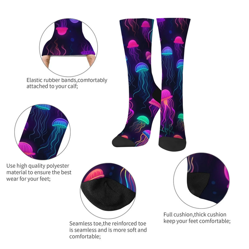 Fluorescent Jellyfish Print Men's Socks Comfortable | SAMAG