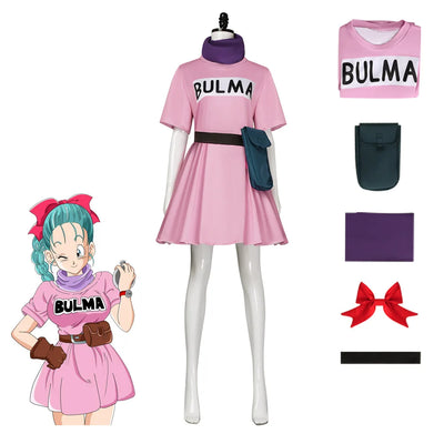 Anime Bulma Cosplay Costume Pink Dress Uniform Kawaii | SAMAG