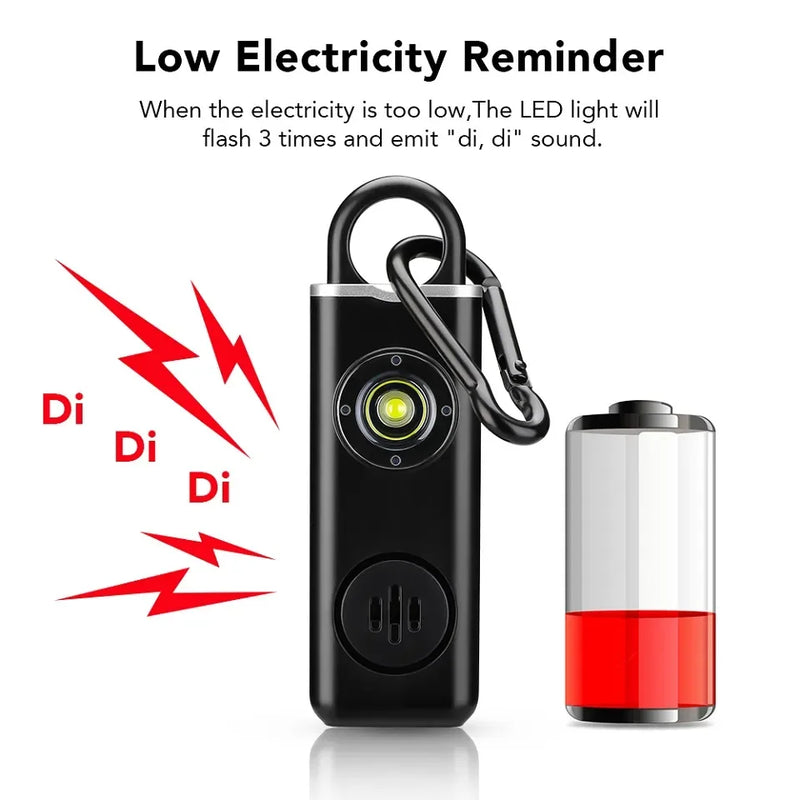130dB Self Defense Alarm Carrying Scream Loud USB Recharging Panic Alarm Anti-wolf Alert for Girl Child Women Emergency Alarm