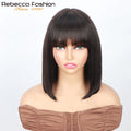 Real Scalp Bang Wig Straight Bob Wig With Bangs 3x1 Lace 100% Human Hair Short Ready-to-Wear Wig for Women Beginner Friendly