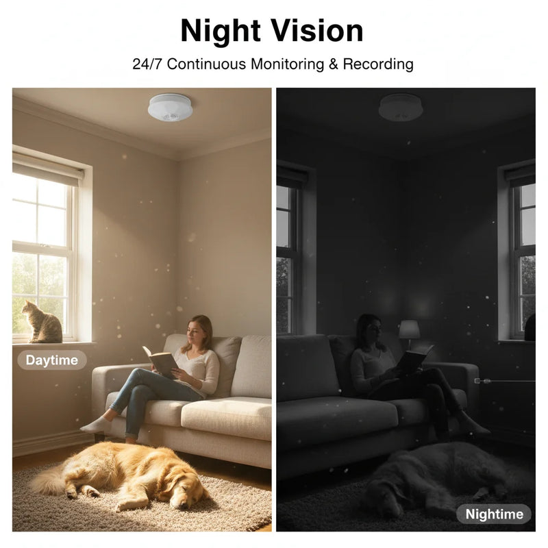 Mini Security Camera 1080P HD, WiFi Remote View, Motion Detection & Recording, Ceiling-Mounted for Home/Office/Hotel Indoor Use