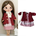 For Blythe Doll Outfit Clothing Princess Lace Maid Skirt Set Cute Plaid Pants Vintage Dress Clothes OB24 OB22 1/6 Accessories
