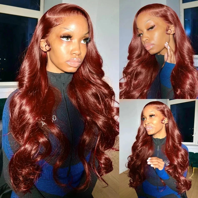 #33 Reddish Auburn Brown Body Wave Human Hair Bundles Virgin Raw Hair Extensions For Women Thick Double Weft And Wet For Women
