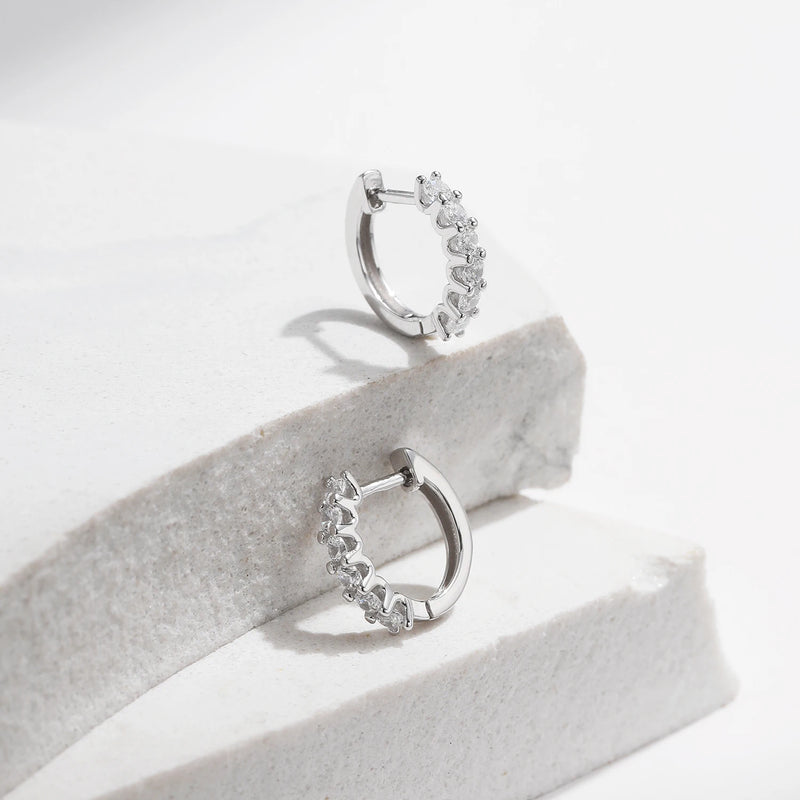 MODIAN D Color Moissanite Small Hoop Earrings 925 Sterling Silver Hollow Sparkling Ear Buckles For Women Wedding Fine Jewelry