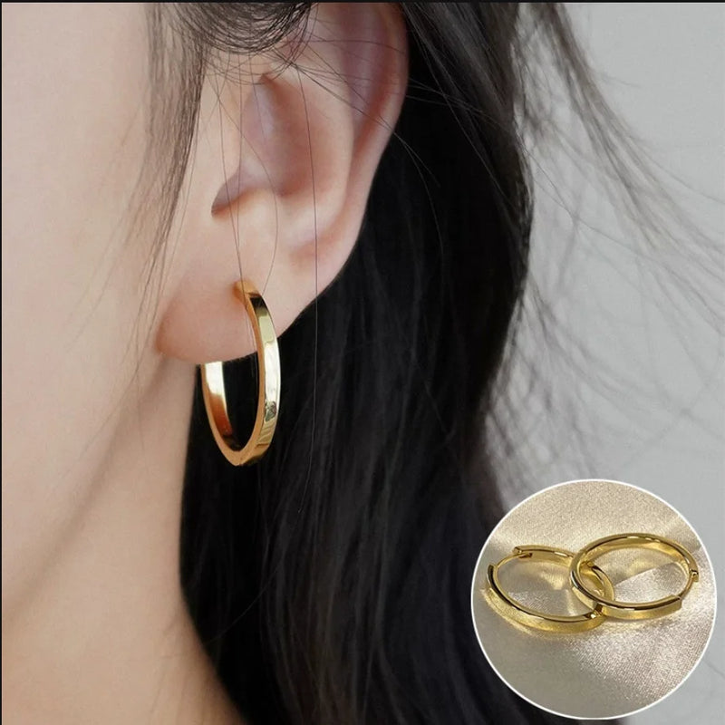 VENTFILLE 925 Sterling Silve Star Hoop Earring for Women Zircon Geometry Wide Office Versatile Jewelry Birthday Gift Dropship