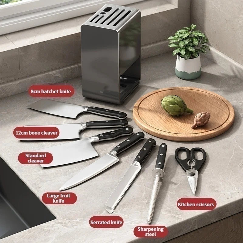 Countertop & Wall Mount Gray Kitchen Rack Integrated Knife Chopstick Dual Purpose Storage Holder - View 2 | SAMAG