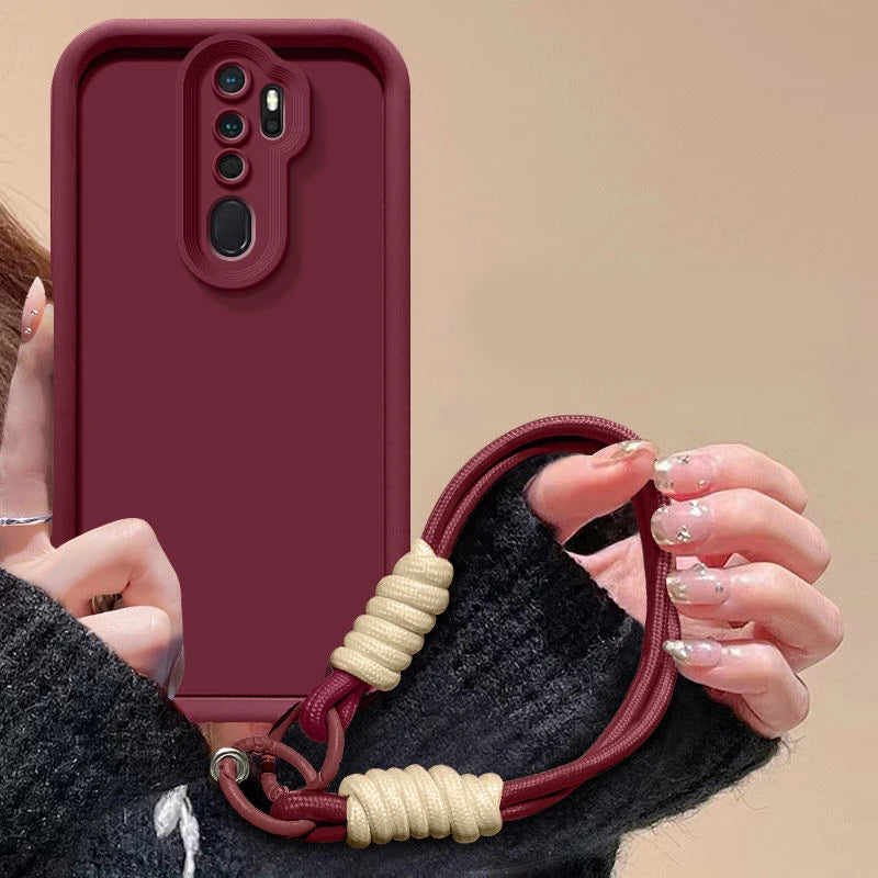 For OPPO A9 2020 Case OPPO A5 2020 Phone Case Oppo A9 2020 Wrist strap Lanyard Matte Back Cover Skin Feel Protection Shockproof