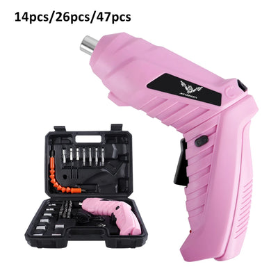 JENABOM 3.6v pink Power Tools Set Household Maintenance Repair 1800mAh Mini Electric Drill Cordless Screwdriver | SAMAG