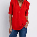 Women Cool Loose Shirt Deep V Neck Chiffon Fashion Blouse - View 10 | SAMAG