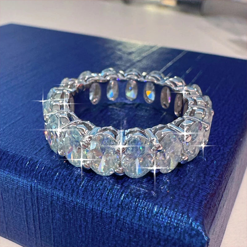 OXTAO 0.5CT Oval Moissanite Eternity Ring Engagement Anniversary Gifts for Women Stackable Wedding Rings Jewelry 14K Gold Filled