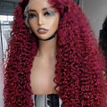 99J Burgundy 38 inch Peruvian Deep Wave 13x6 HD Lace Front Human Hair Wigs Women 13x4 Lace Frontal Wig 5x5 Glueless Closure Wig