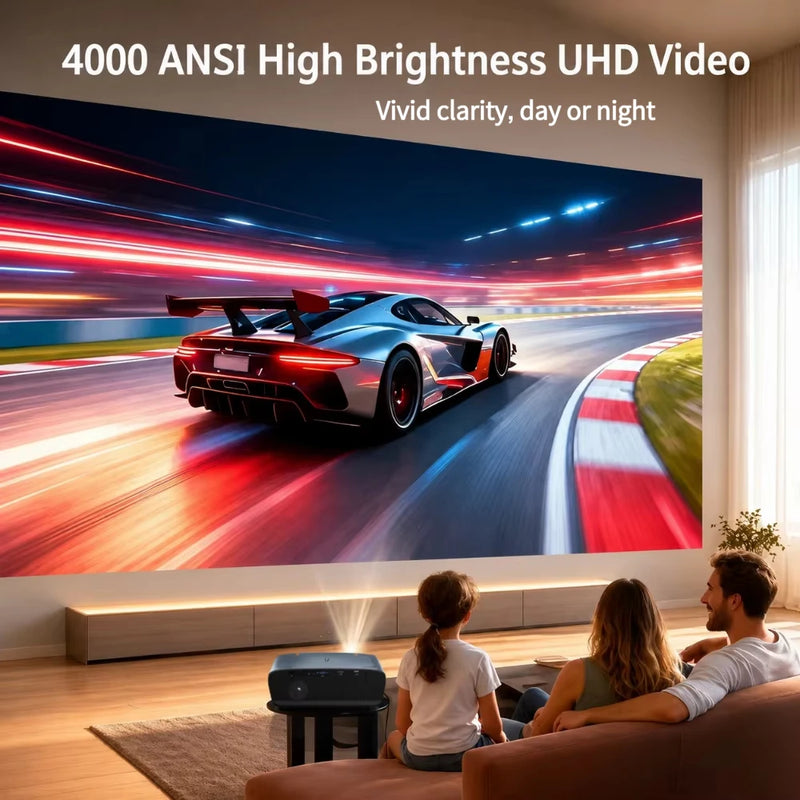 4K Ultra HD Projector HDMI 2.4+5G WiFi Video Movies Auto Focus Beamer 4000 ANSI Daytime Smart Google TV Home Theater Projector