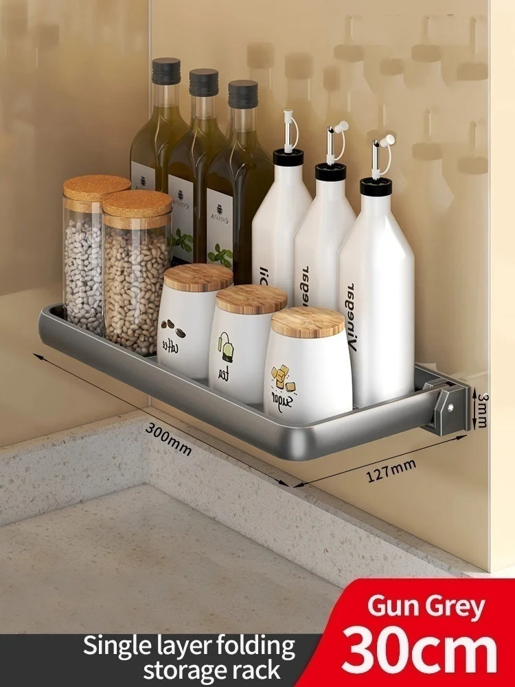 Foldable kitchen Storage Rack Fridge Organizer Storage Tray Clear Food Storage Organizer Spice Rack kitchen Organizer