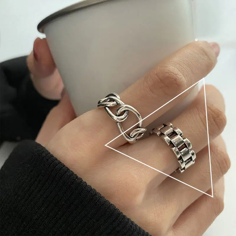 VENTFILLE 925 Sterling Silver Geometric Multilayer Round Bead Ring Female Fashion Punk Temperament - Visuel 12 | SAMAG